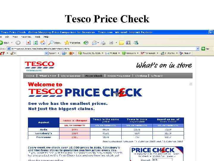 Tesco Price Check Developed by Cool Pictures and Multi. Media Presentations Copyright © 2003