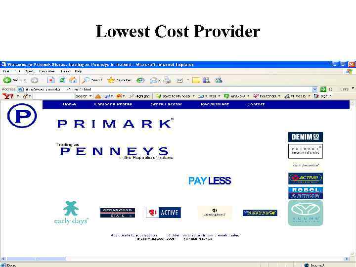 Lowest Cost Provider Developed by Cool Pictures and Multi. Media Presentations Copyright © 2003