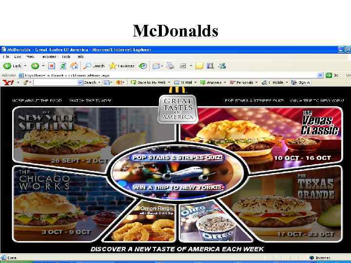 Mc. Donalds Developed by Cool Pictures and Multi. Media Presentations Copyright © 2003 by