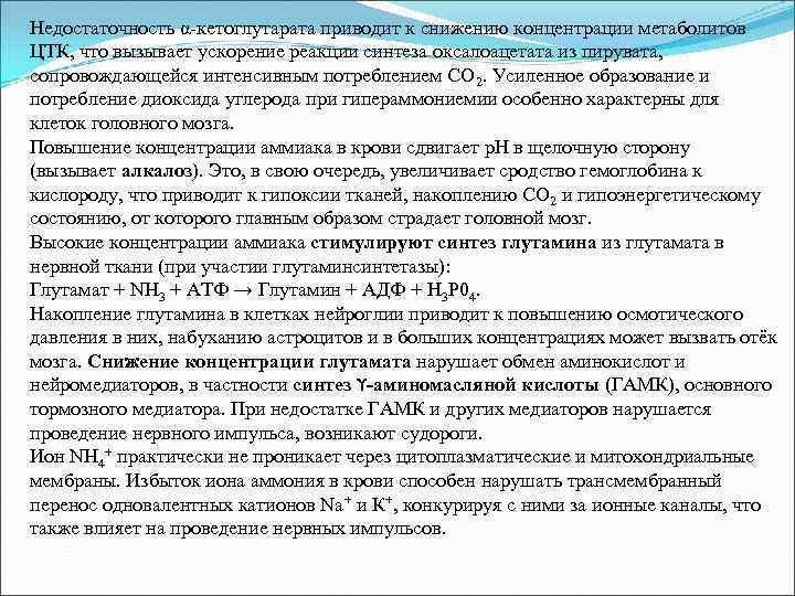 Недостаточность α-кетоглутарата приводит к снижению концентрации метаболитов ЦТК, что вызывает ускорение реакции синтеза оксалоацетата