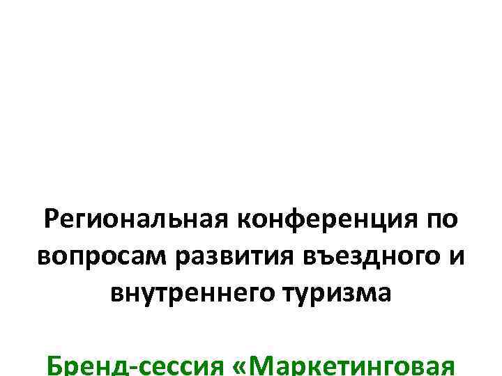 Региональная конференция по вопросам развития въездного и внутреннего туризма Бренд-сессия «Маркетинговая 