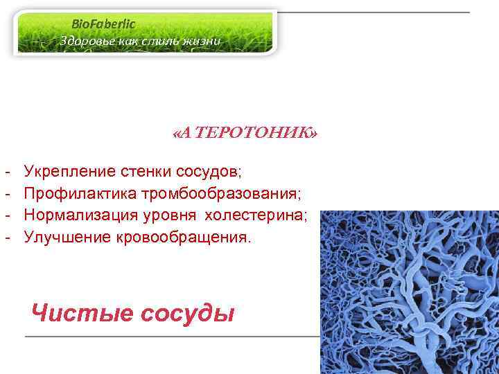 Bio. Faberlic Здоровье как стиль жизни «А ТЕРОТОНИК» - Укрепление стенки сосудов; Профилактика тромбообразования;