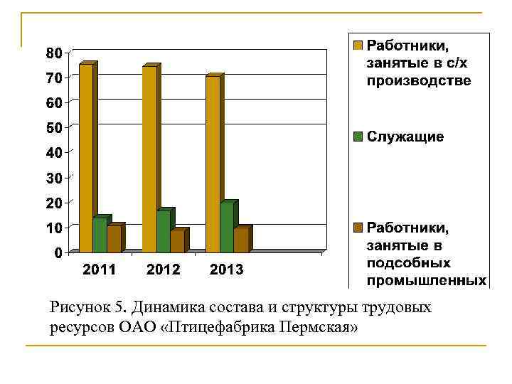 Рисунок 5. Динамика состава и структуры трудовых ресурсов ОАО «Птицефабрика Пермская» 