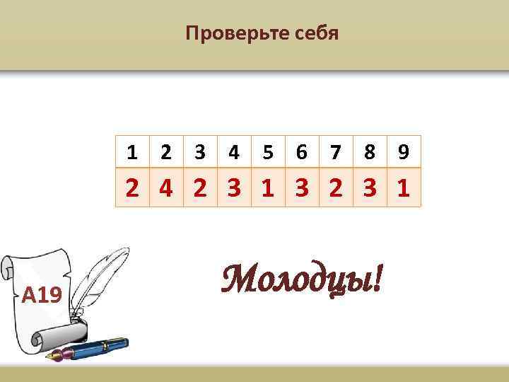 Проверьте себя 1 2 3 4 5 6 7 8 9 2 4 2