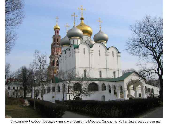 Смоленский собор Новодевичьего монастыря в Москве. Середина XVI в. Вид с северо-запада 