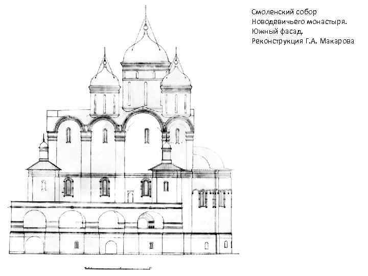 Смоленский собор Новодевичьего монастыря. Южный фасад. Реконструкция Г. А. Макарова 