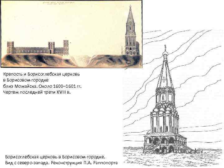 Крепость и Борисоглебская церковь в Борисовом городке близ Можайска. Около 1600– 1601 гг. Чертеж