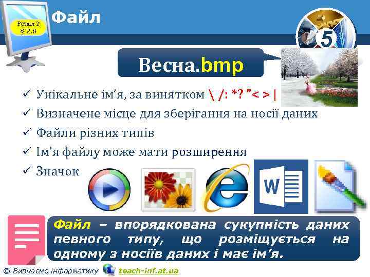 Розділ 2 § 2. 8 Файл 5 Весна. bmp ü Унікальне ім’я, за винятком