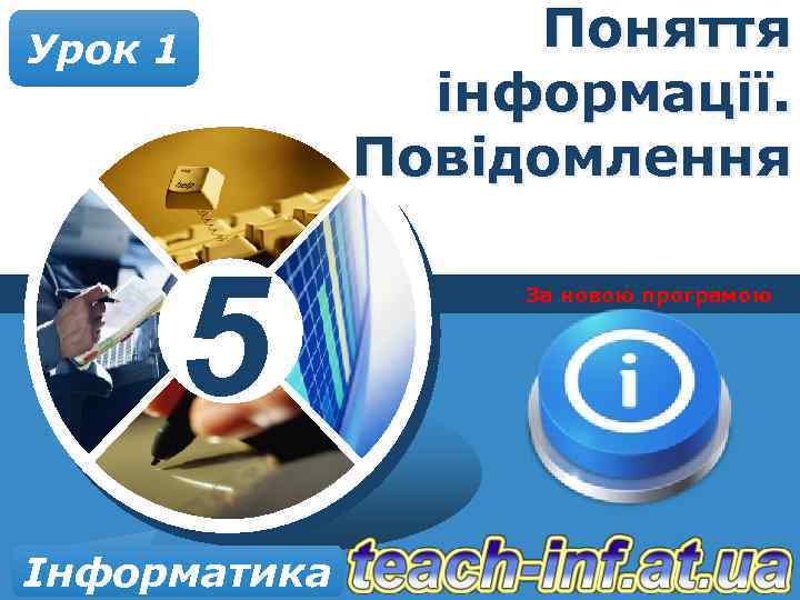 Урок 1 5 Інформатика Поняття інформації. Повідомлення За новою програмою 