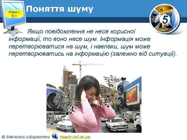Розділ 1 § 1 Поняття шуму 5 Якщо повідомлення не несе корисної інформації, то