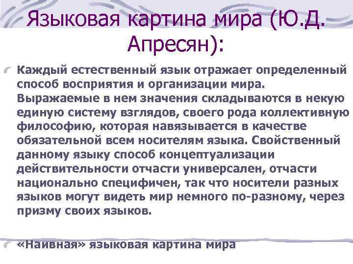 Языковая картина мира кратко