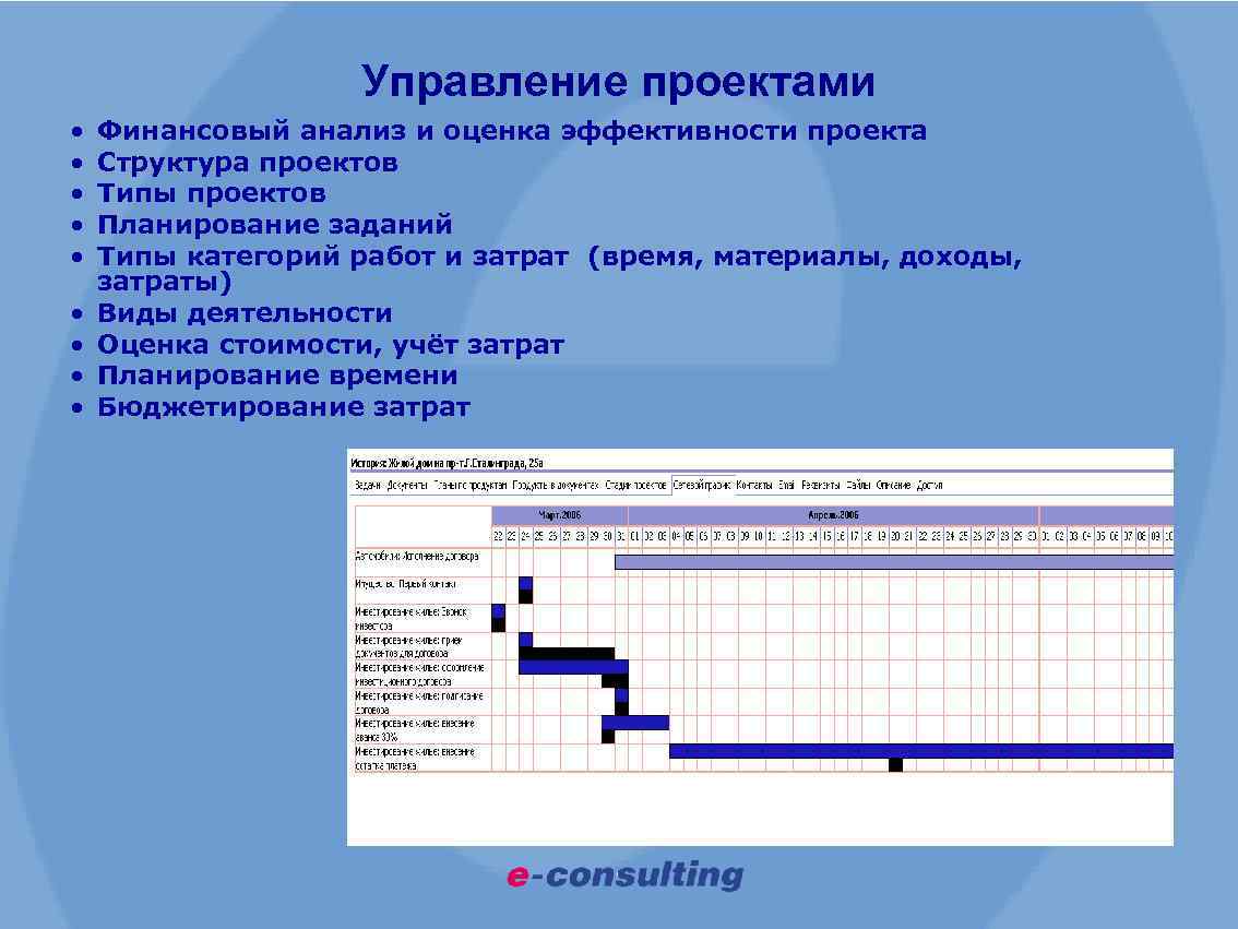 Управление проектами • • • Финансовый анализ и оценка эффективности проекта Структура проектов Типы