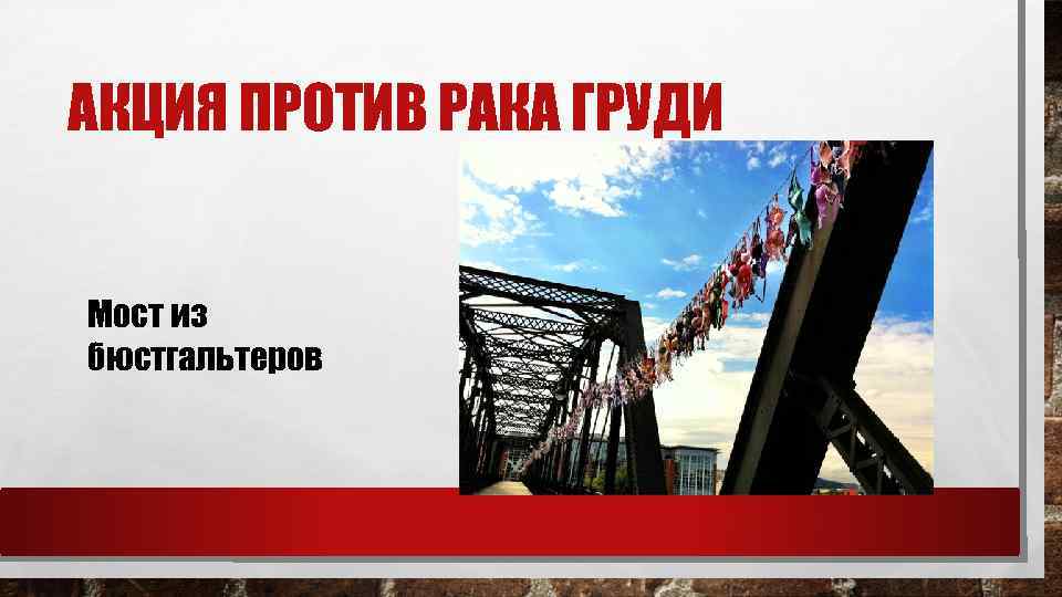 АКЦИЯ ПРОТИВ РАКА ГРУДИ Мост из бюстгальтеров 