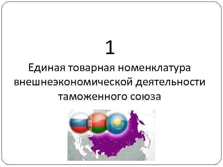 1 Единая товарная номенклатура внешнеэкономической деятельности таможенного союза 