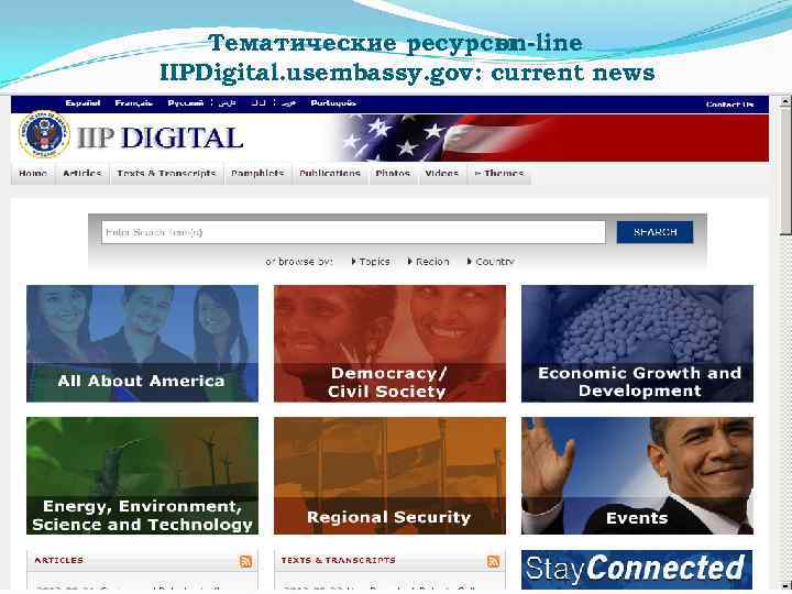 Тематические ресурсы on-line IIPDigital. usembassy. gov: current news 2/8/2018 14 