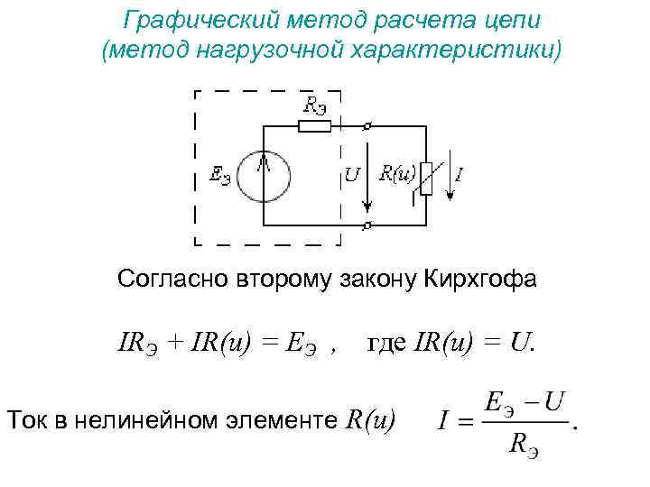 Методы расчета цепей. Расчет цепей с нелинейным элементом графическим методом. Нагрузочная характеристика цепи. Закон Кирхгофа для нелинейных цепей. Цепи с нелинейной емкостью.