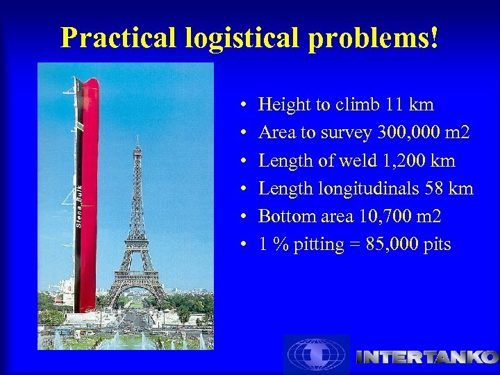 Practical logistical problems! • • • Height to climb 11 km Area to survey