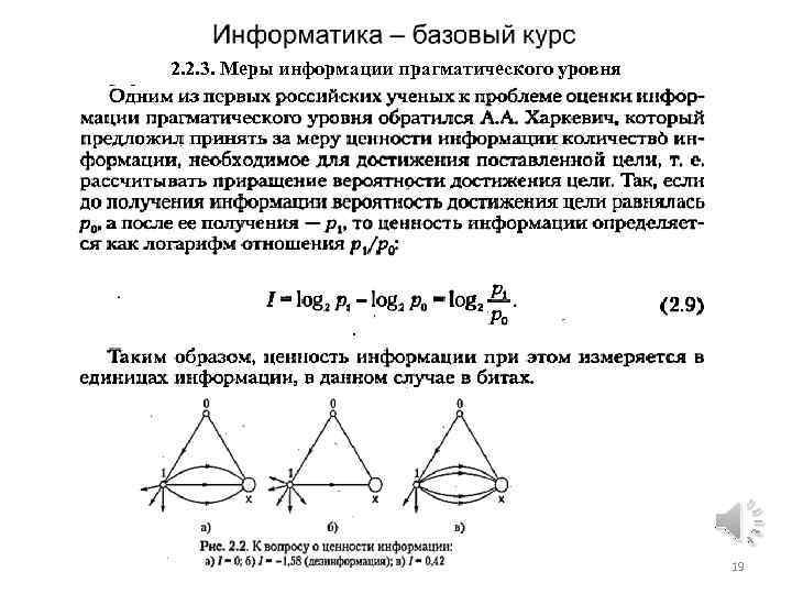 2. 2. 3. Меры информации прагматического уровня 19 