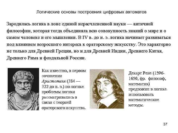 Зародилась логика в лоне единой нерасчлененной науки — античной философии, которая тогда объединяла всю