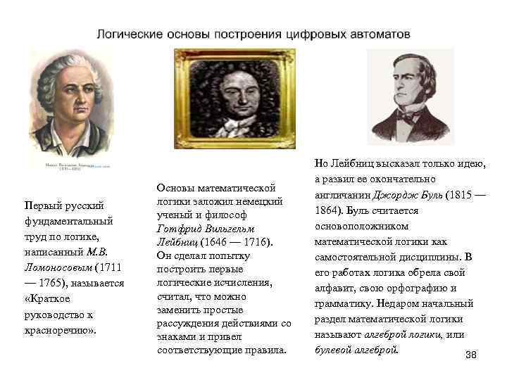 Первый русский фундаментальный труд по логике, написанный М. В. Ломоносовым (1711 — 1765), называется