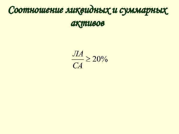 Соотношение ликвидных и суммарных активов 