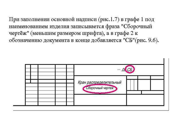 При заполнении основной надписи (рис. 1. 7) в графе 1 под наименованием изделия записывается