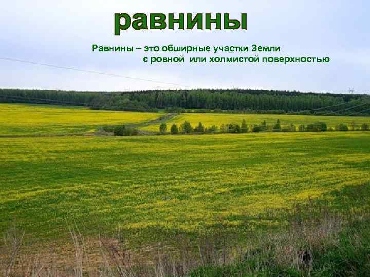 Равнины – это обширные участки Земли с ровной или холмистой поверхностью 