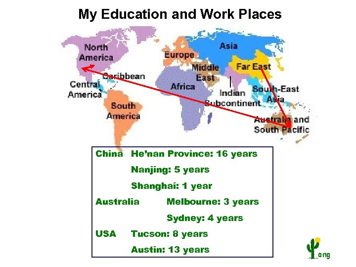 My Education and Work Places China He’nan Province: 16 years Nanjing: 5 years Shanghai: