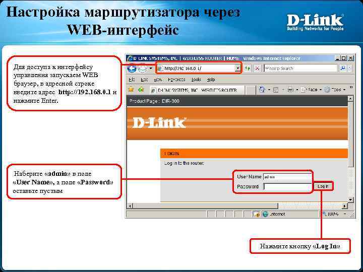 Настройка маршрутизатора через WEB-интерфейс Для доступа к интерфейсу управления запускаем WEB браузер, в адресной