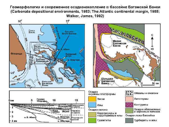 Геоморфология и современное осадконакопление в бассейне Багамской Банки (Carbonate depositional environments, 1983; The Atlantic