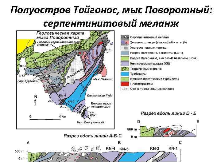 Полуостров Тайгонос, мыс Поворотный: серпентинитовый меланж 