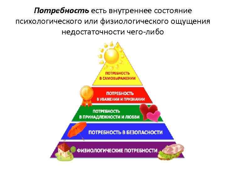 Потребность есть внутреннее состояние психологического или физиологического ощущения недостаточности чего-либо 