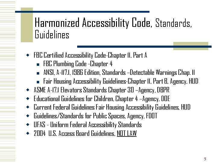 Harmonized Accessibility Code, Standards, Guidelines w FBC Certified Accessibility Code-Chapter 11, Part A n