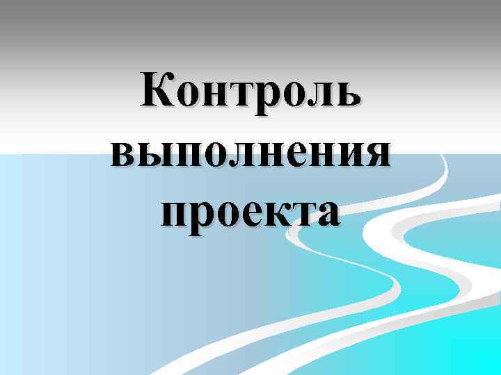 Контроль выполнения проекта 