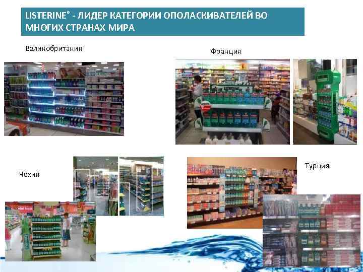 LISTERINE® - ЛИДЕР КАТЕГОРИИ ОПОЛАСКИВАТЕЛЕЙ ВО МНОГИХ СТРАНАХ МИРА Великобритания Чехия Франция Турция 