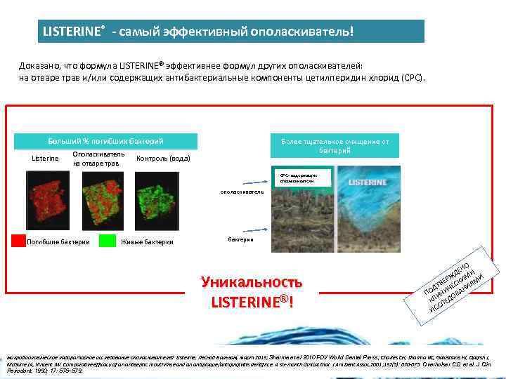 LISTERINE® - самый эффективный ополаскиватель! Доказано, что формула LISTERINE® эффективнее формул других ополаскивателей: на