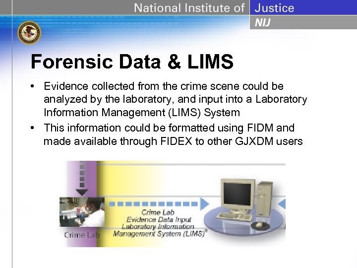 Forensic Data & LIMS • Evidence collected from the crime scene could be analyzed