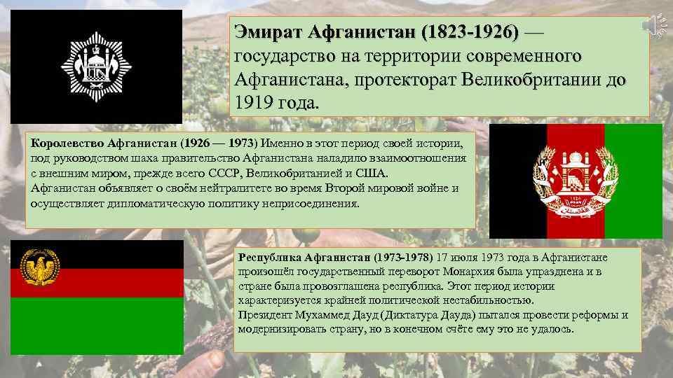 Эмират Афганистан (1823 -1926) — государство на территории современного Афганистана, протекторат Великобритании до 1919