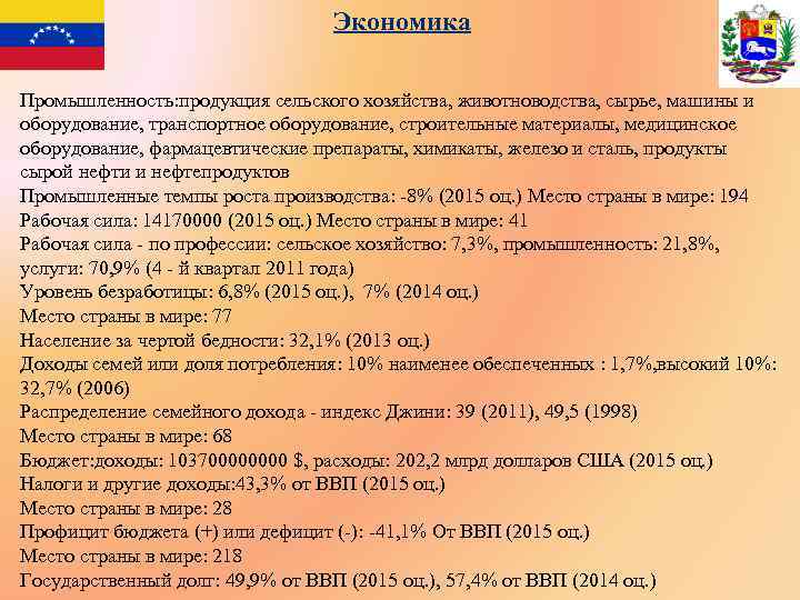 Экономика Промышленность: продукция сельского хозяйства, животноводства, сырье, машины и оборудование, транспортное оборудование, строительные материалы,