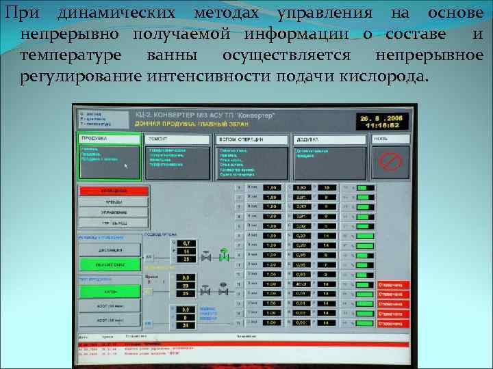 При динамических методах управления на основе непрерывно получаемой информации о составе и температуре ванны