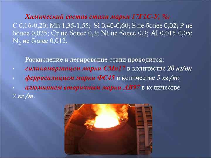 Химический состав стали марки 17 Г 1 С-У, %: С 0, 16 -0, 20;