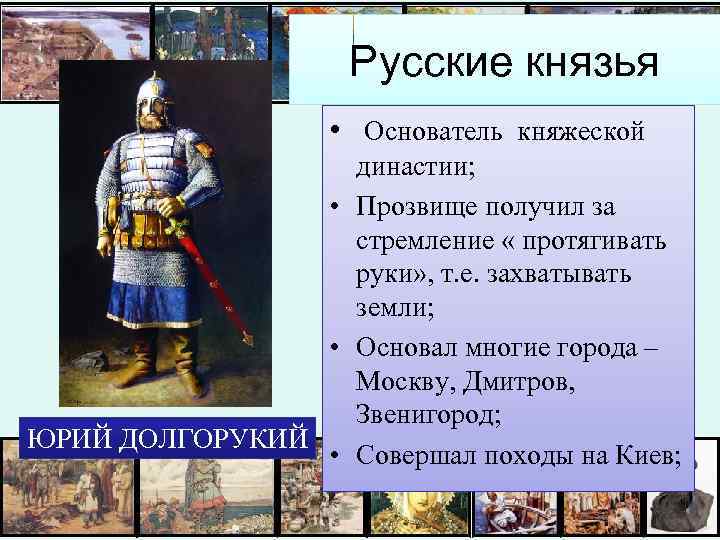 Русские князья • Основатель княжеской династии; • Прозвище получил за стремление « протягивать руки»