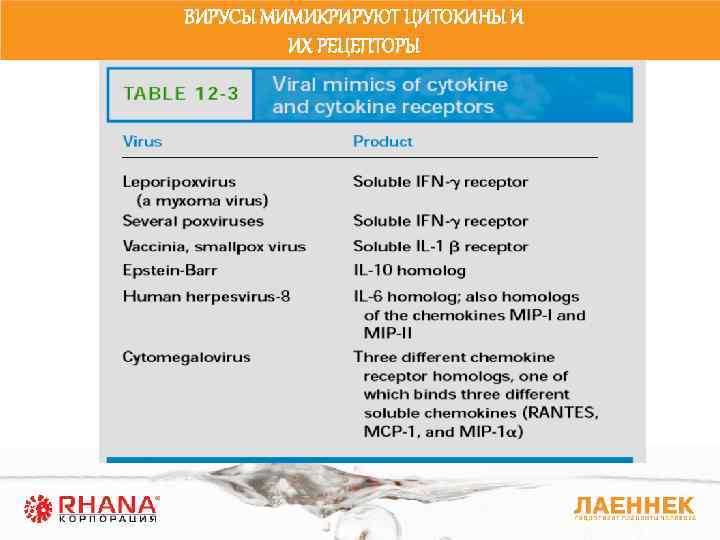 ВИРУСЫ МИМИКРИРУЮТ ЦИТОКИНЫ И ИХ РЕЦЕПТОРЫ 