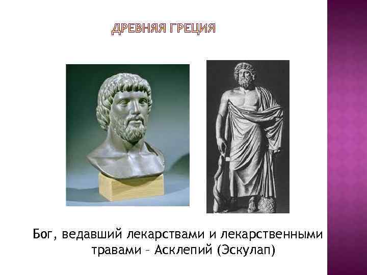 Бог, ведавший лекарствами и лекарственными травами – Асклепий (Эскулап) 