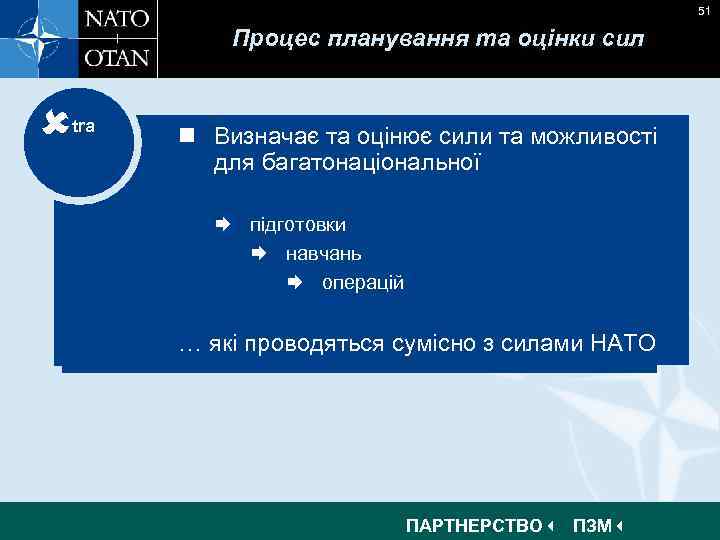 51 Процес планування та оцінки сил tra n n Identifies & evaluates forces &