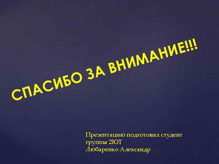 С СИ ПА АН ИМ ВН ЗА БО !!! ИЕ Презентацию подготовил студент группы