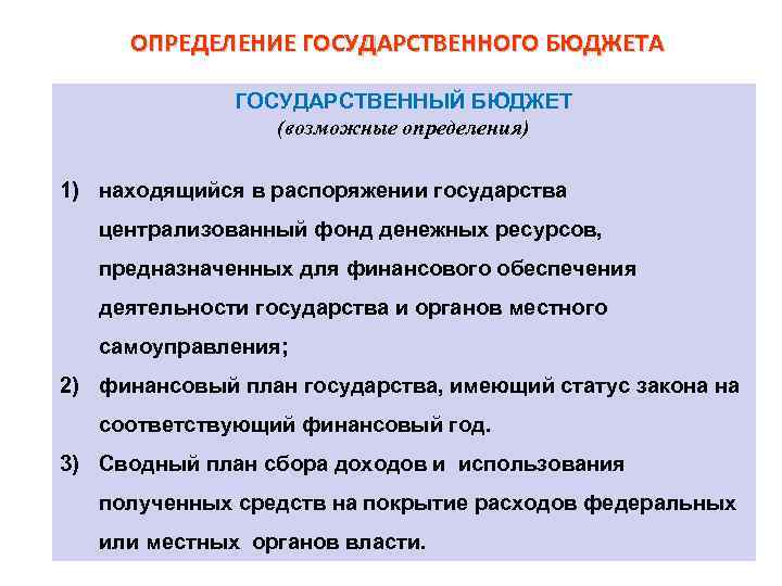 Государственный бюджет это принятый высшим законодательным органом годовой финансовый план