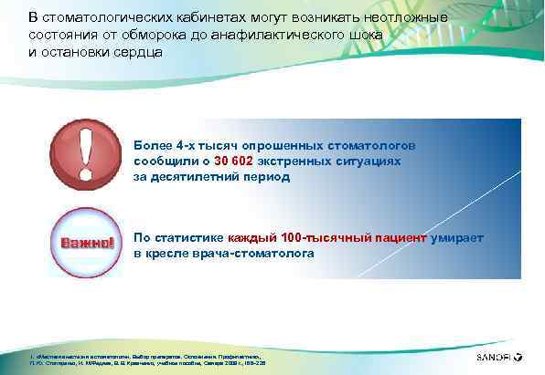 В стоматологических кабинетах могут возникать неотложные состояния от обморока до анафилактического шока и остановки