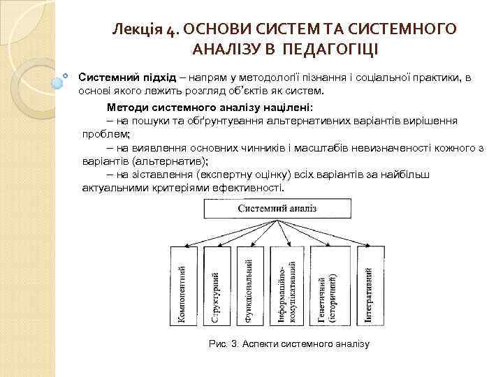 Лекція 4. ОСНОВИ СИСТЕМ ТА СИСТЕМНОГО АНАЛІЗУ В ПЕДАГОГІЦІ Системний підхід – напрям у