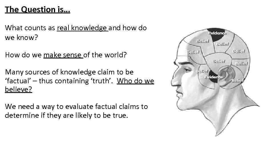 The Question is… What counts as real knowledge and how do we know? How